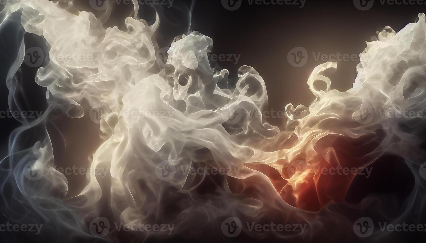 illustration of White curve fog, smoke, clouds, fire and dark background with spotlight. Abstract illustration art. Pattern texture, use for ad, poster and template, business.Digital art photo