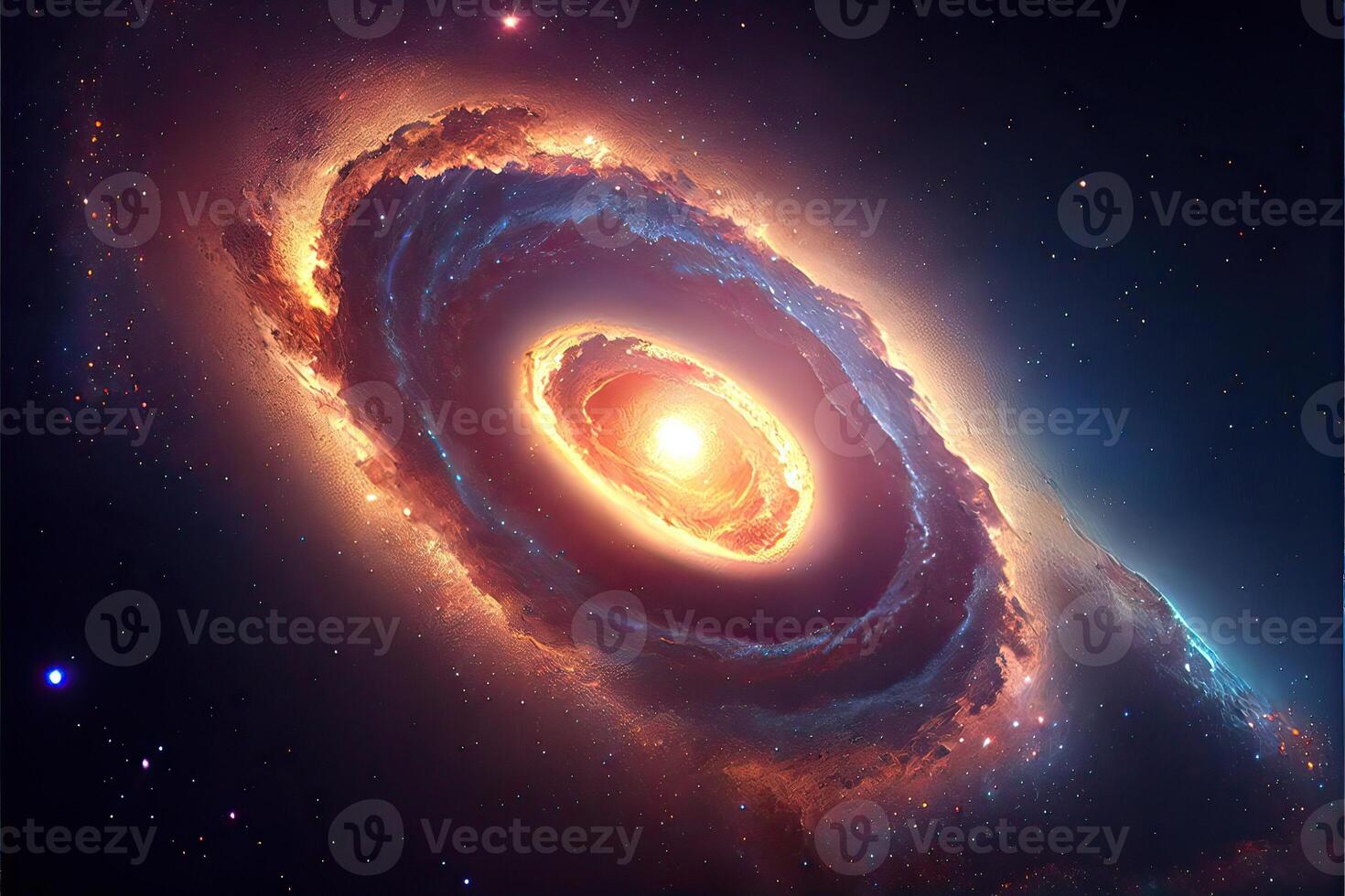 illustration of Milky Way Galaxy colliding with Andromeda Galaxy, universal and outer space photo