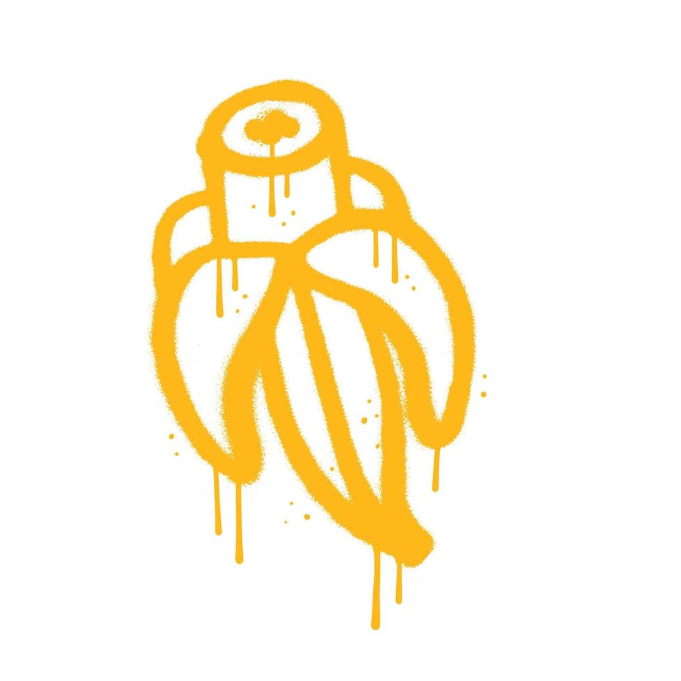 Hand drawn banana in urban graffiti for t-shirt print. Modern banana icon design in 90s, y2k vintage style. vector