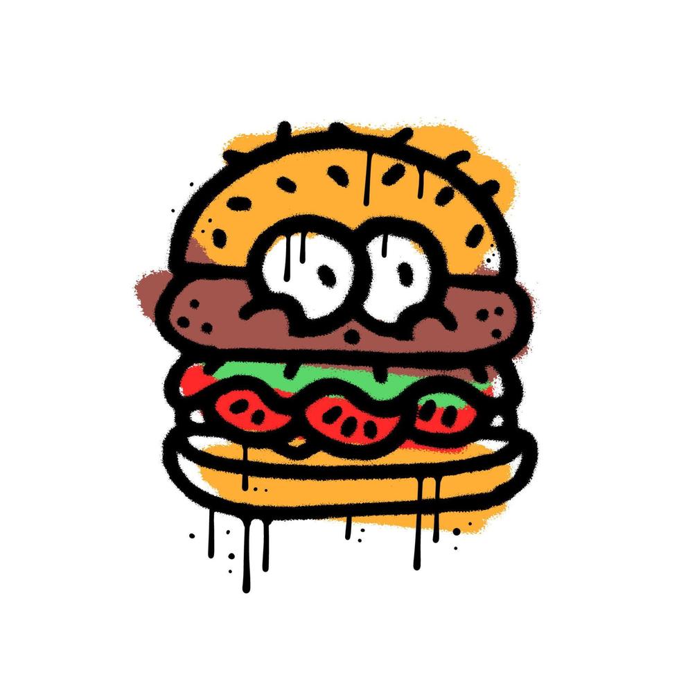 junk food character set with graffiti style vector