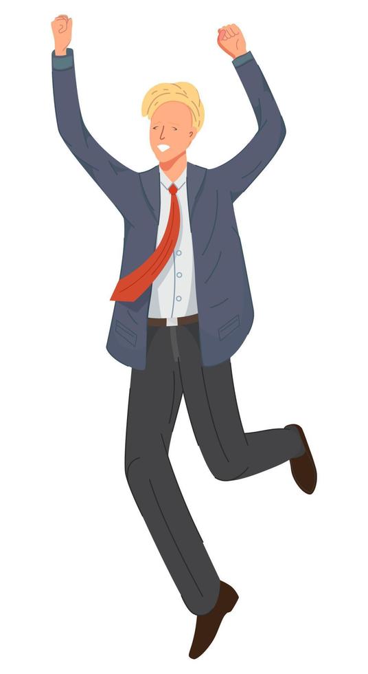 Vector illustration of happy businessman jumping