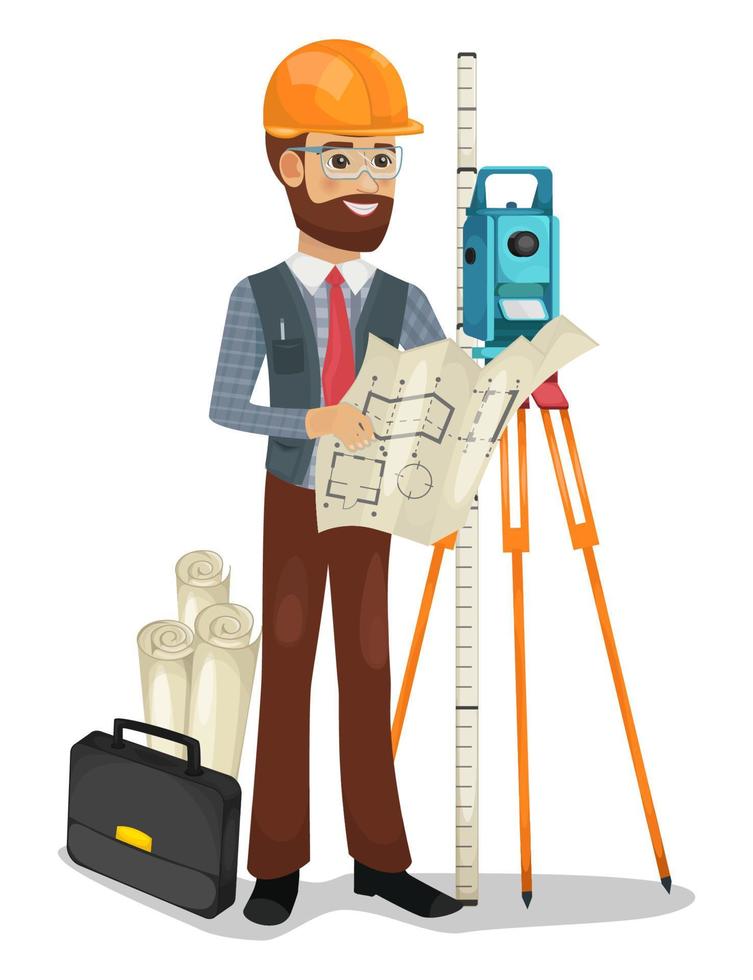 Civil engineer character isolated vector illustration.