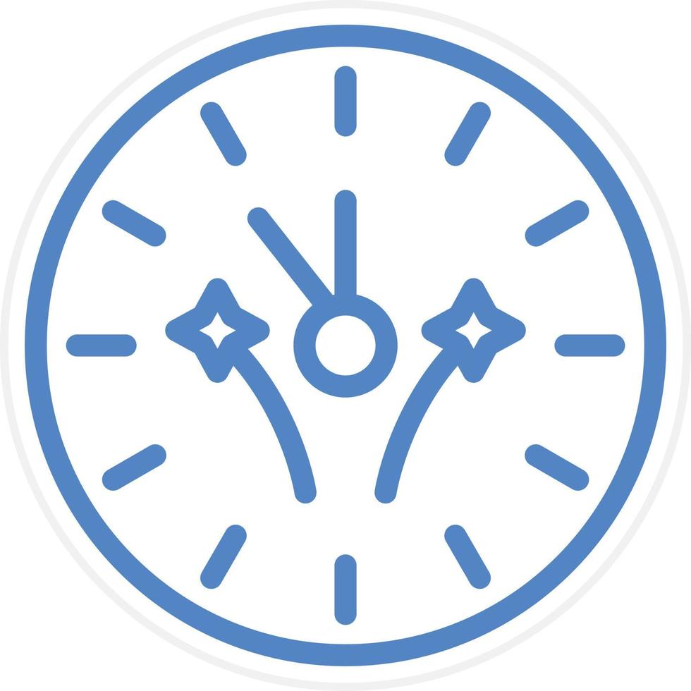 New Year Clock Vector Icon Style