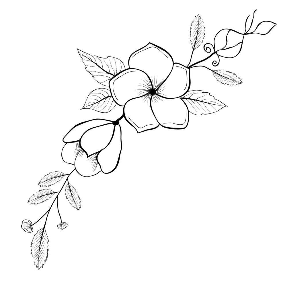 gratis vector línea Arte y mano dibujo flor Arte negro y blanco plano diseño sencillo flor