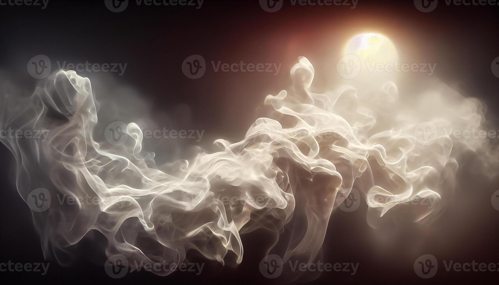 illustration of White curve fog, smoke, clouds, fire and dark background with spotlight. Abstract illustration art. Pattern texture, use for ad, poster and template, business.Digital art photo