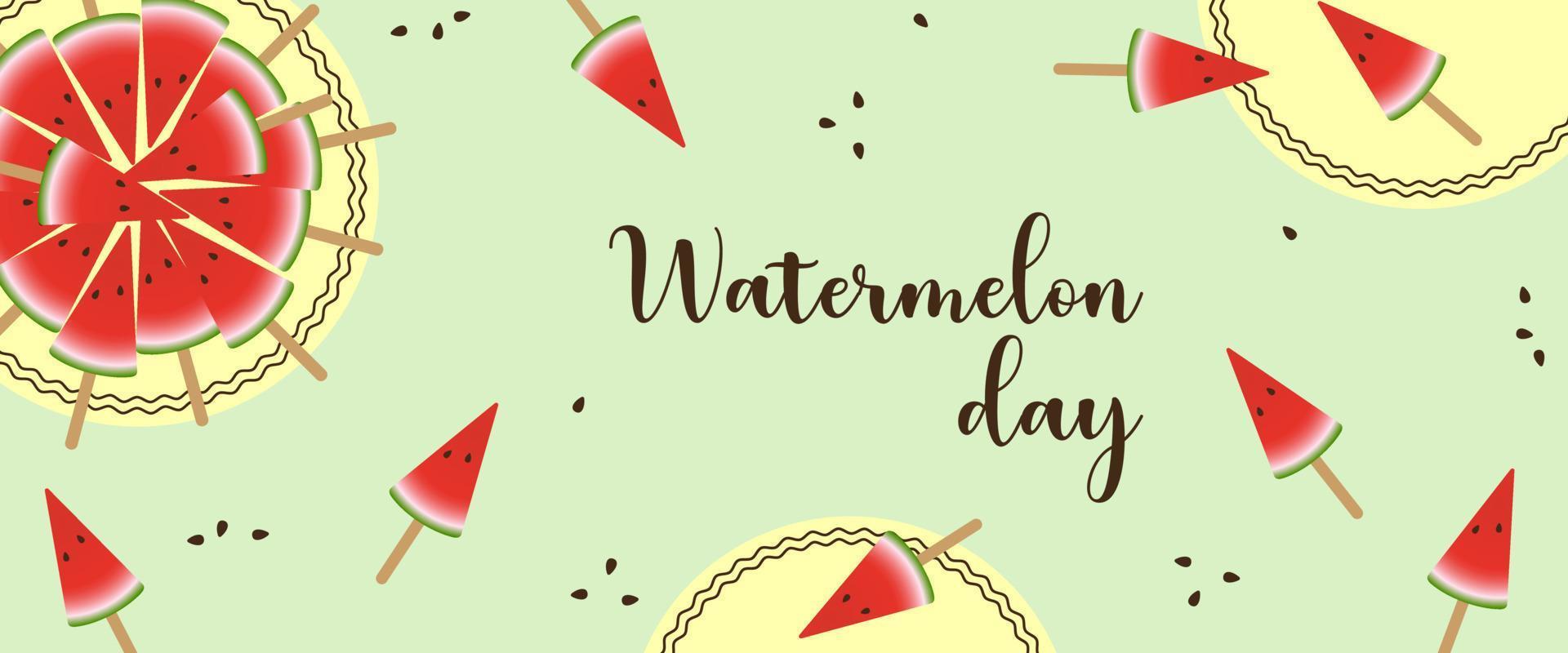 Watermelon Day banner poster horizontal, inscription. vector