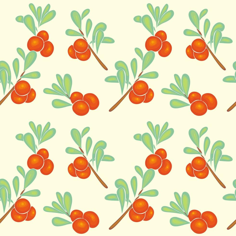 Pattern with branches and berries of cranberries, lingonberries, hand drawing, no outline. vector