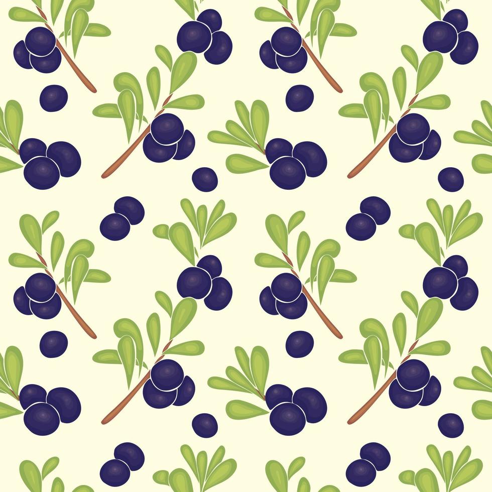 Pattern with blueberry branches hand drawing, no outline. vector