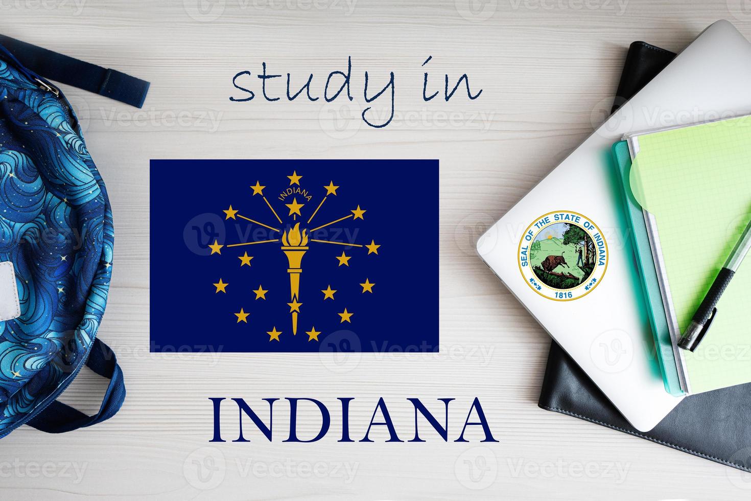 estudiar en Indiana. Estados Unidos estado. nosotros educación concepto. aprender America concepto. foto