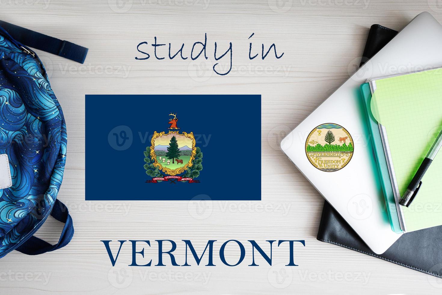Study in Vermont. USA state. US education concept. Learn America concept. photo