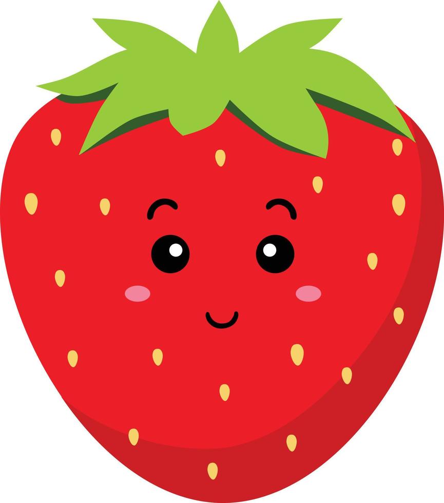 Cute funny Kawaii strawberry fruit character, cartoon style, isolated on white background vector