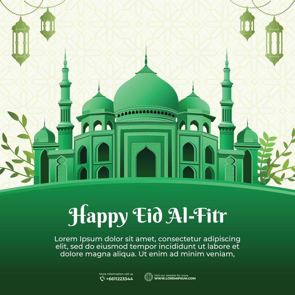 Happy eid al fitr greeting card vector illustration