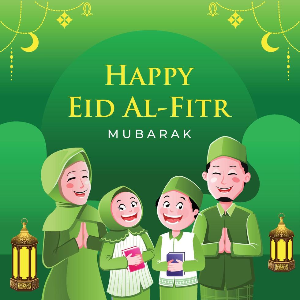 Happy eid al fitr greeting card vector illustration