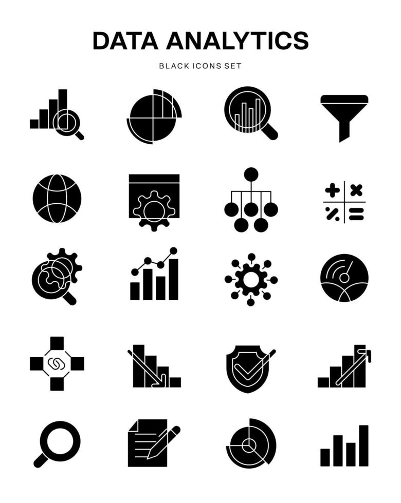 data analytics development web icon black icons collection vector