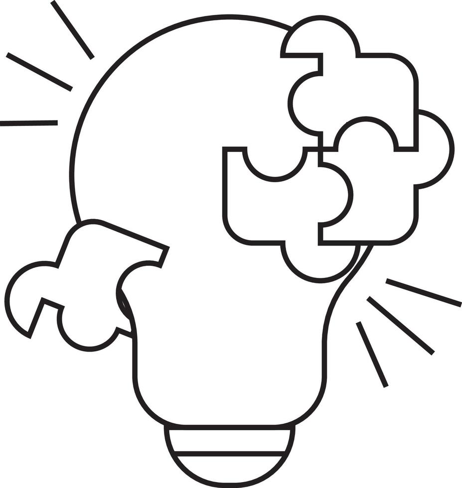 illustration vector graphic of bulb and puzzle outline good for education design