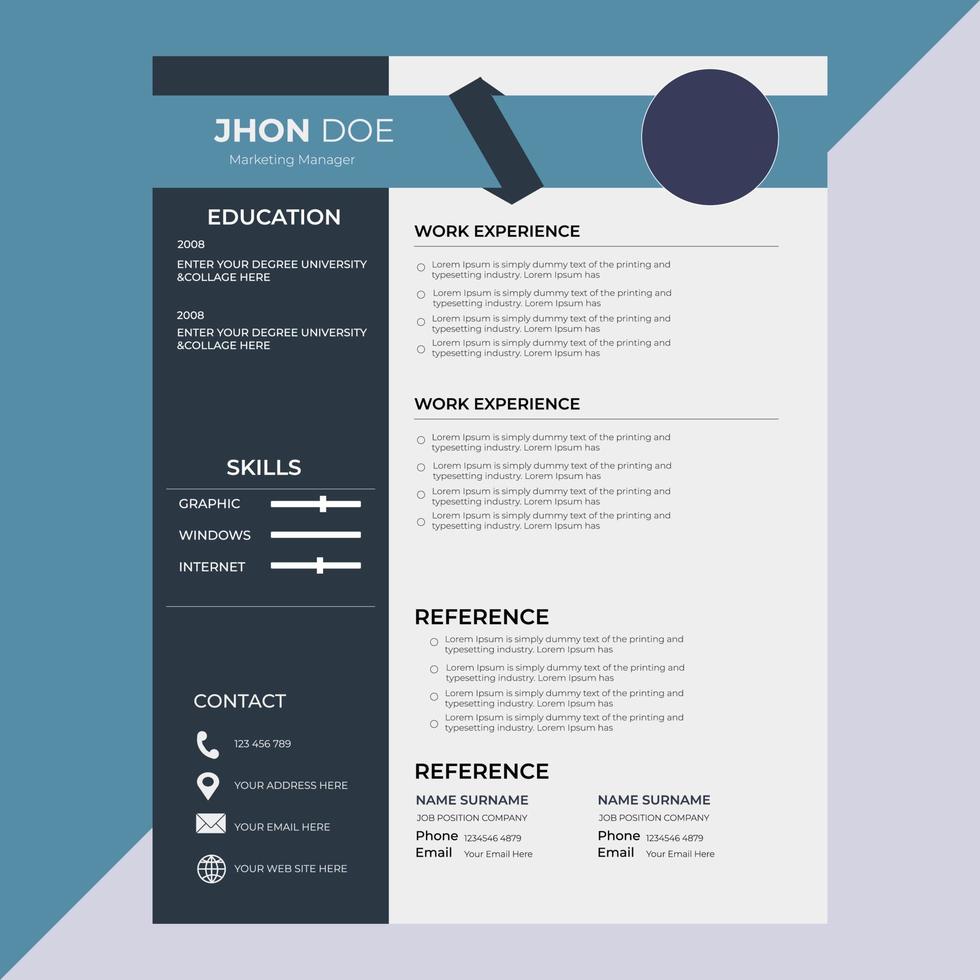 Professional Resume CV Template Layout vector