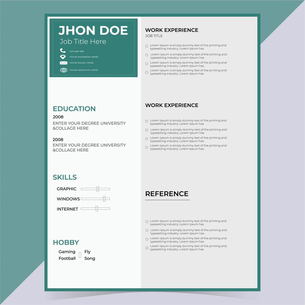 Professional Resume CV Template Layout vector
