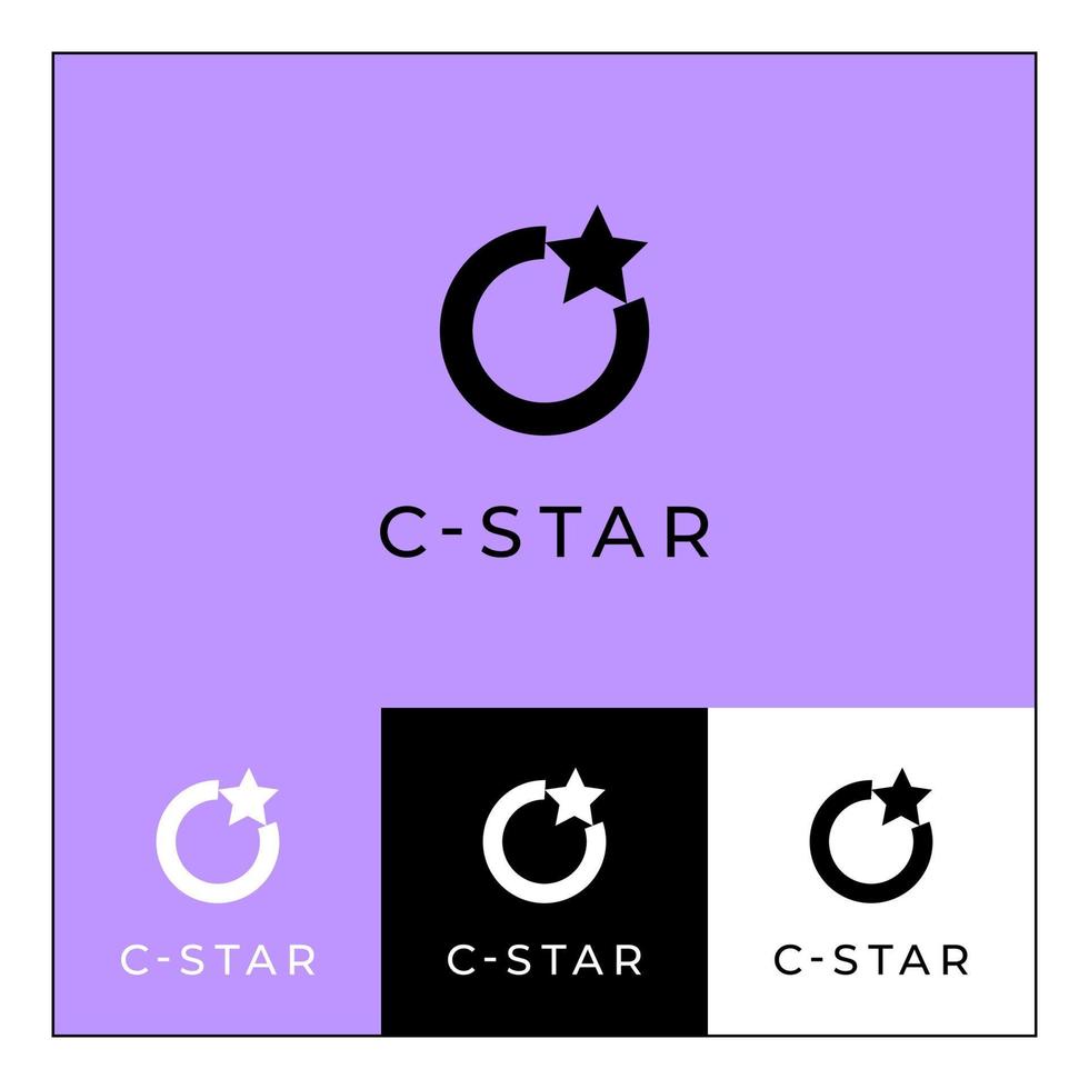 C estrella minimalista logo diseño, logo diseño con múltiple variaciones vector