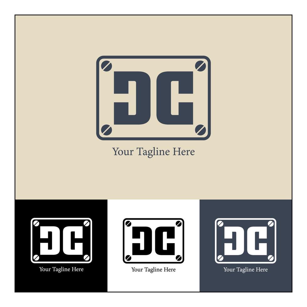 DC letter minimal logo, logo design with multiple variations vector