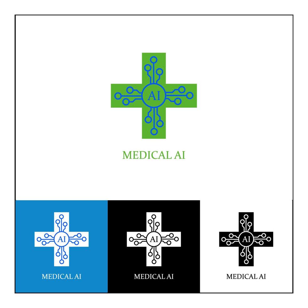 medical ai minimalist logo, logo design with multiple variations vector