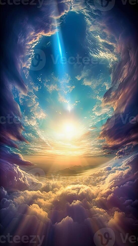 illustration of a gate to heaven, stunning peaceful atmosphere photo