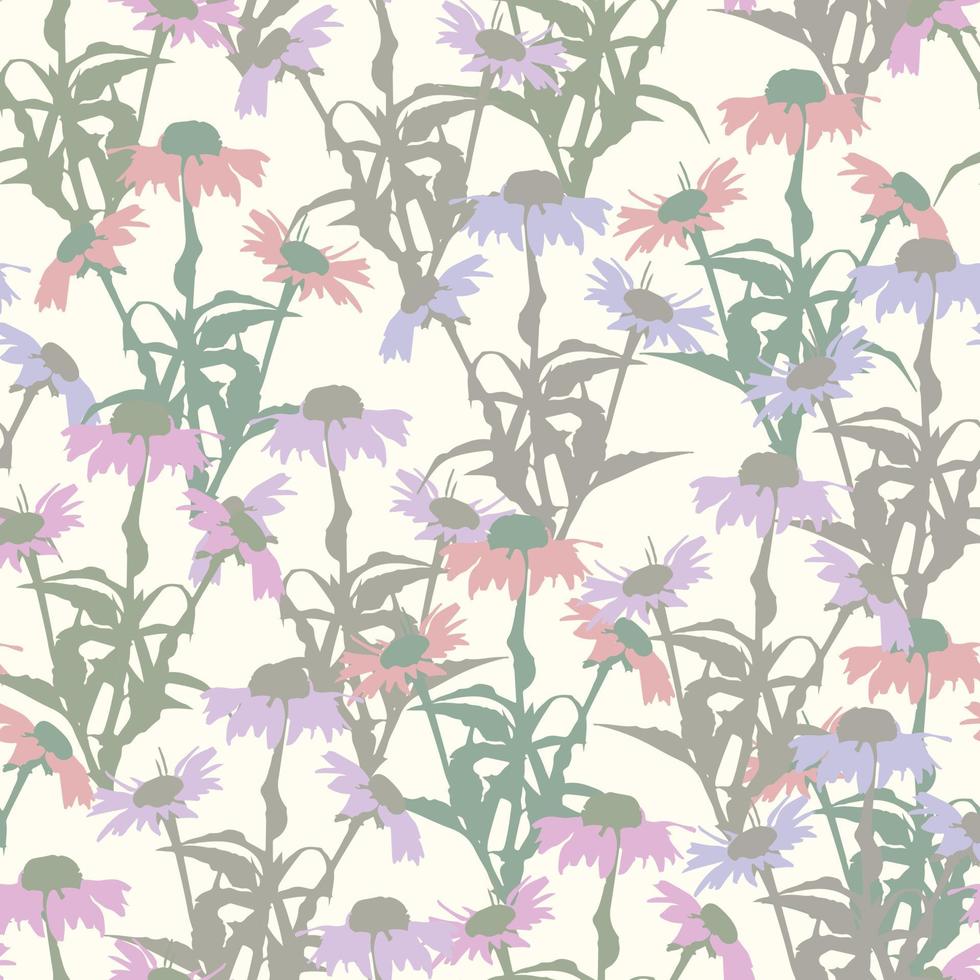 seamless abstact mixed pastel wildflowers pattern background for fashion fabric vector