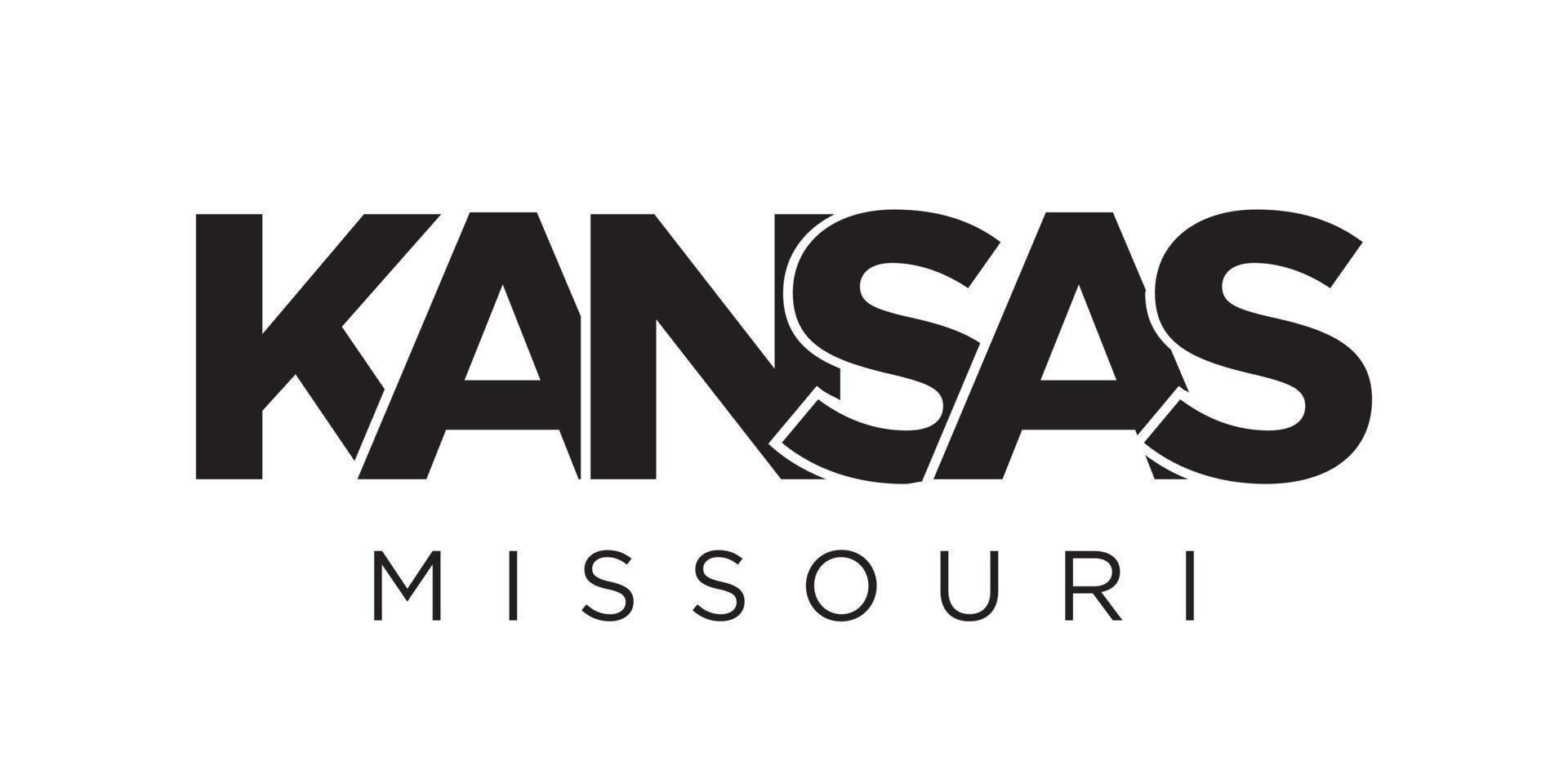 Kansas , Misuri, Estados Unidos tipografía eslogan diseño. America logo con gráfico ciudad letras para impresión y web. vector