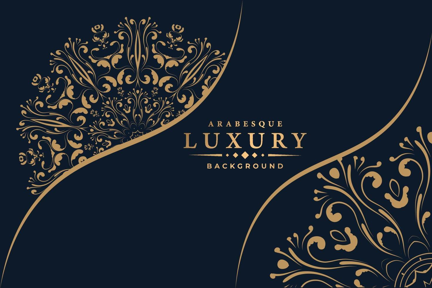 Ornamental mandala background design with golden arabesque pattern and floral corner frame Islamic east style vector
