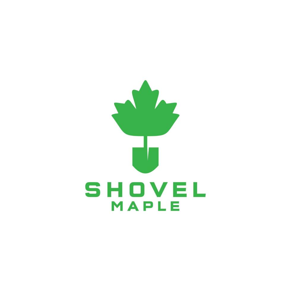 Shovel Maple Logo Design Vector