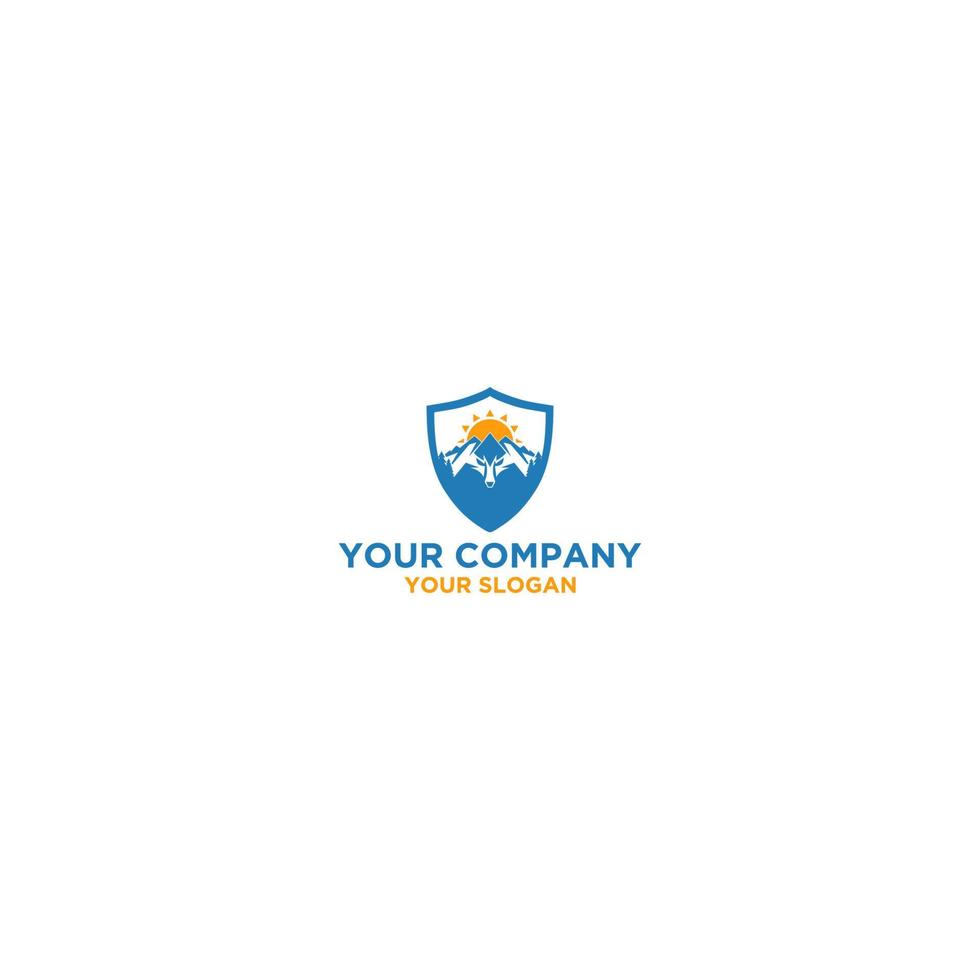 Mountain Wolf Shield Logo Design Vector