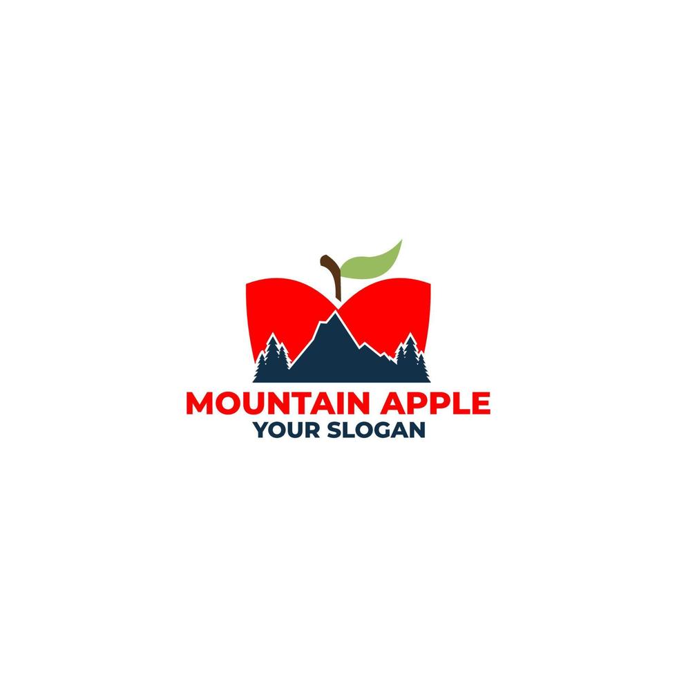 montaña manzana logo diseño vector