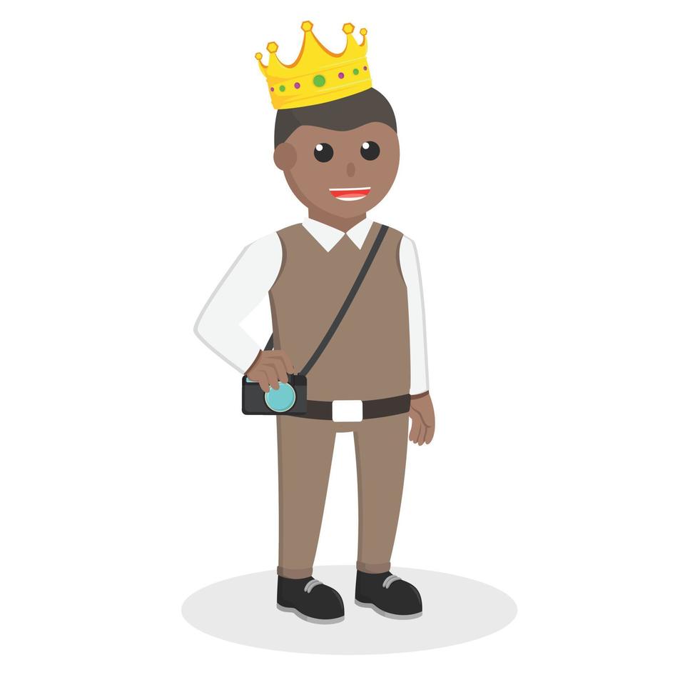 modern prince african with camera design character on white background vector