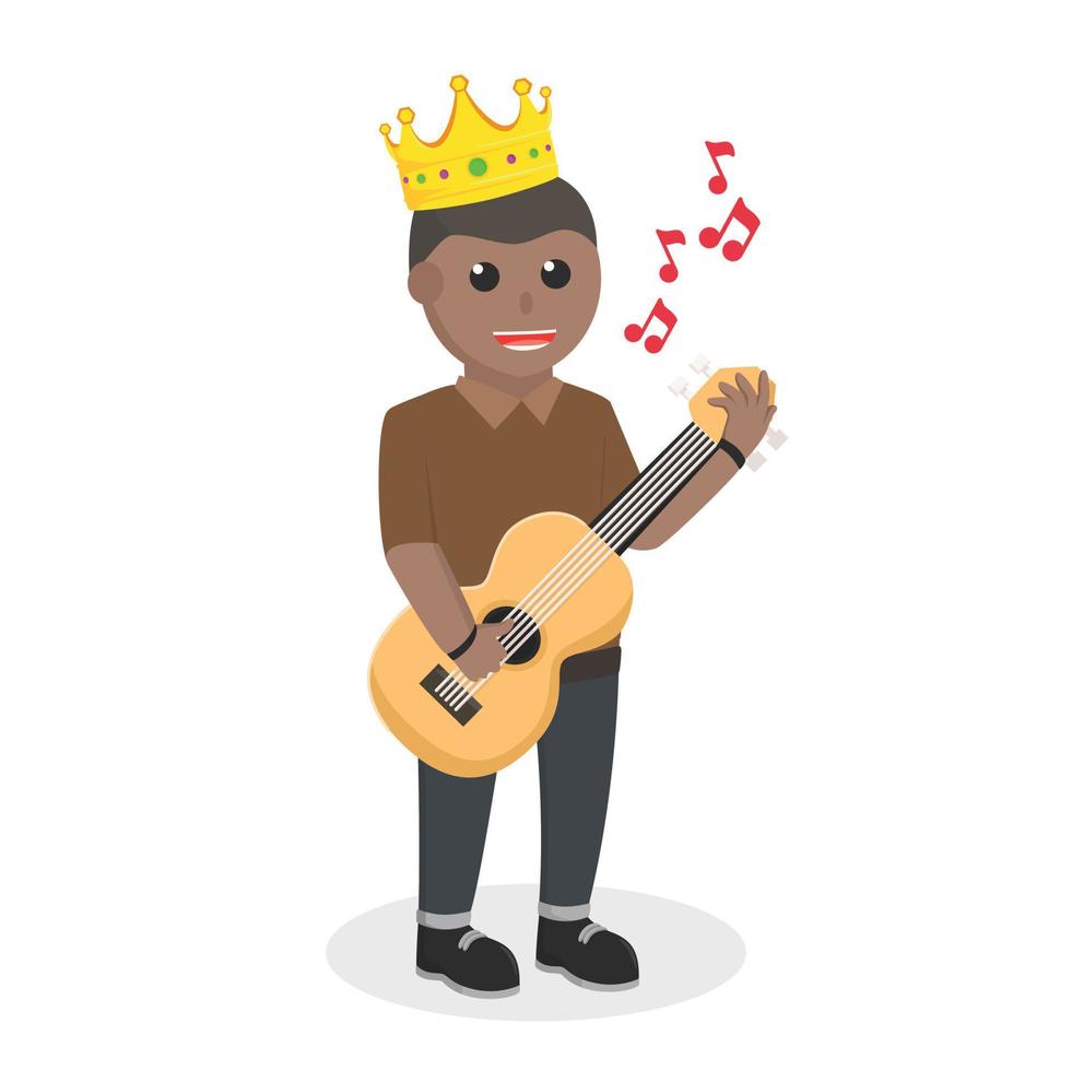 moderno Príncipe africano canto con guitarra diseño personaje en blanco antecedentes vector