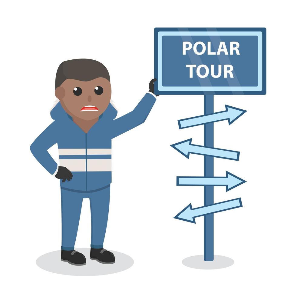 polar explorer african lost in arctic design character on white background vector