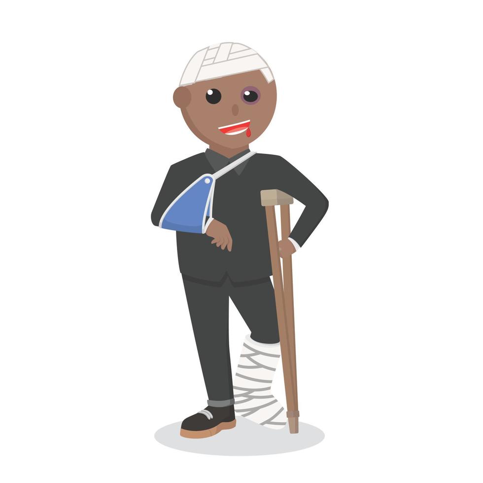 hombre africano gravemente lesión diseño personaje en blanco antecedentes vector