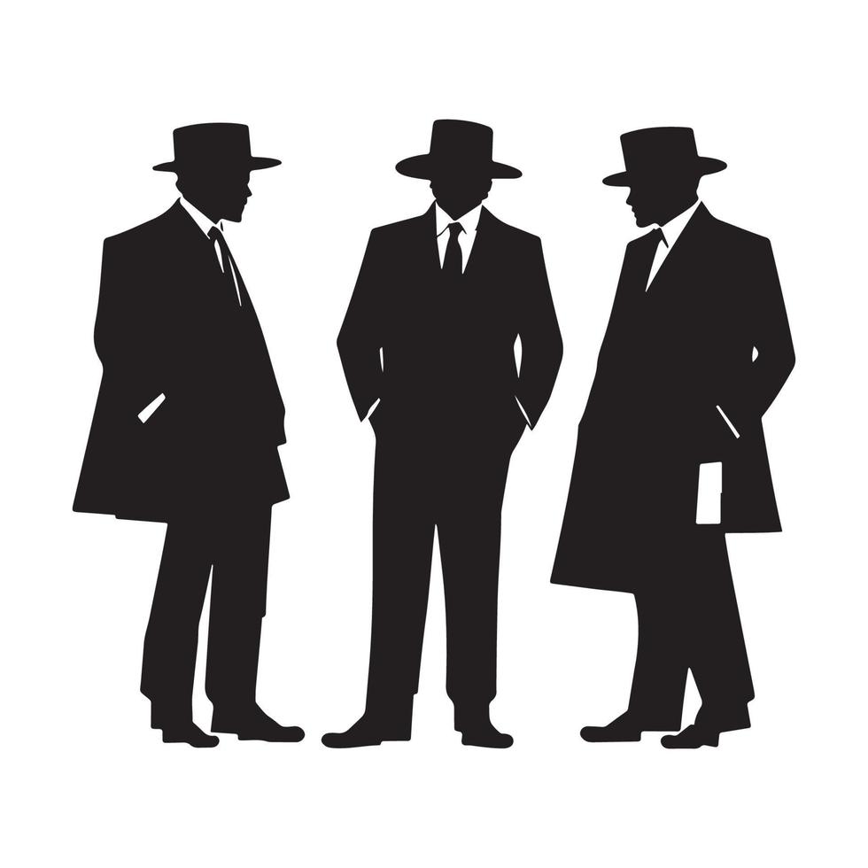 Mafia silhouette vector, Detective silhouette vector isolated on white background