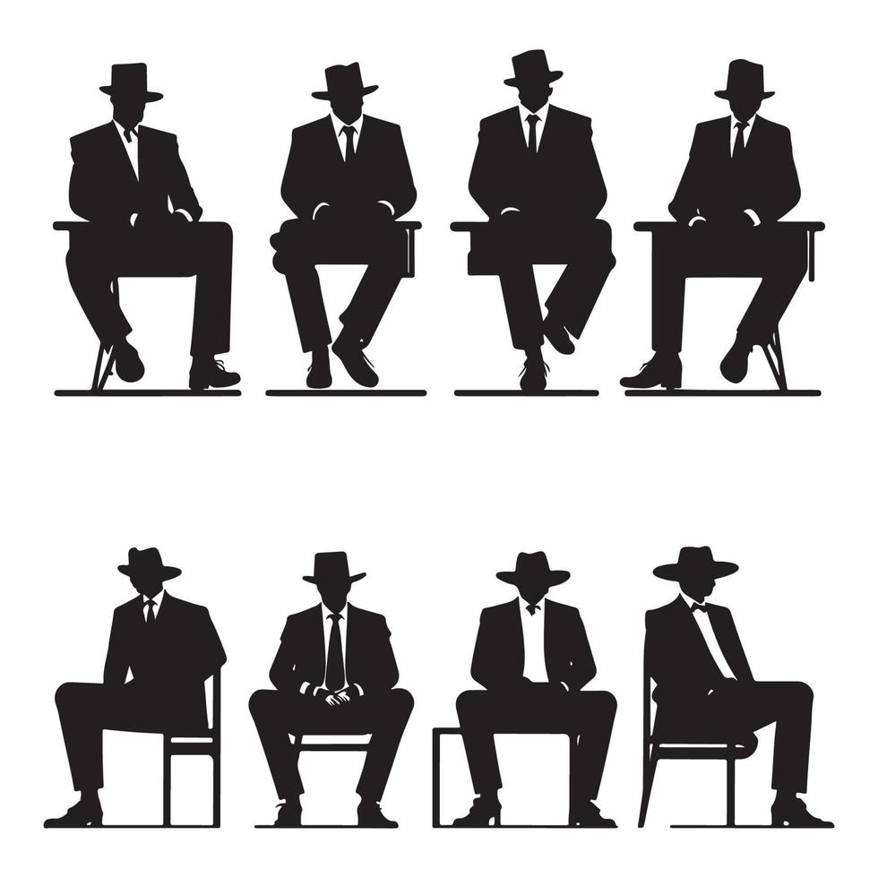 Mafia silhouette vector, Detective silhouette vector isolated on white background