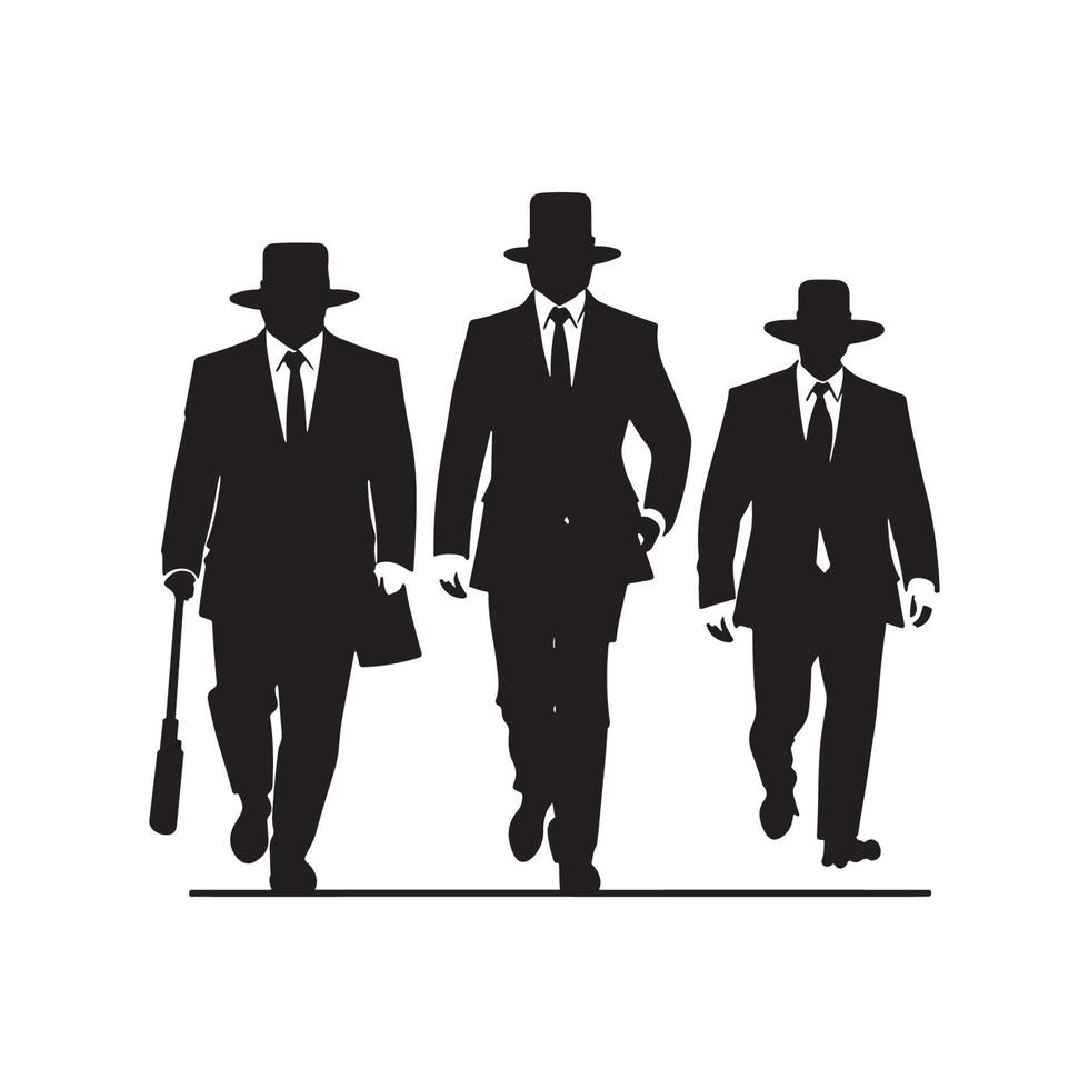 Mafia silhouette vector, Detective silhouette vector isolated on white background