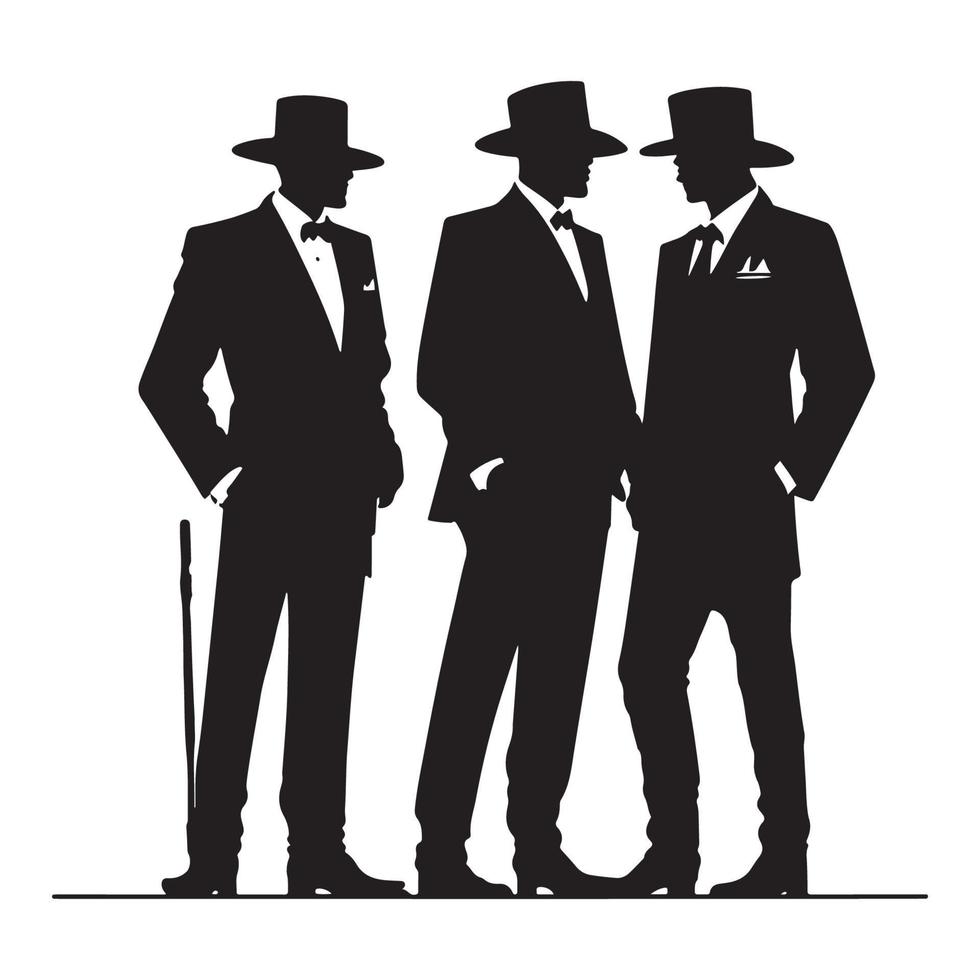 Mafia silhouette vector, Detective silhouette vector isolated on white background