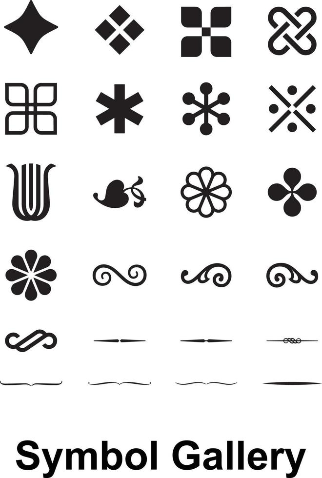 Ornaments Icons and Symbols free Vector