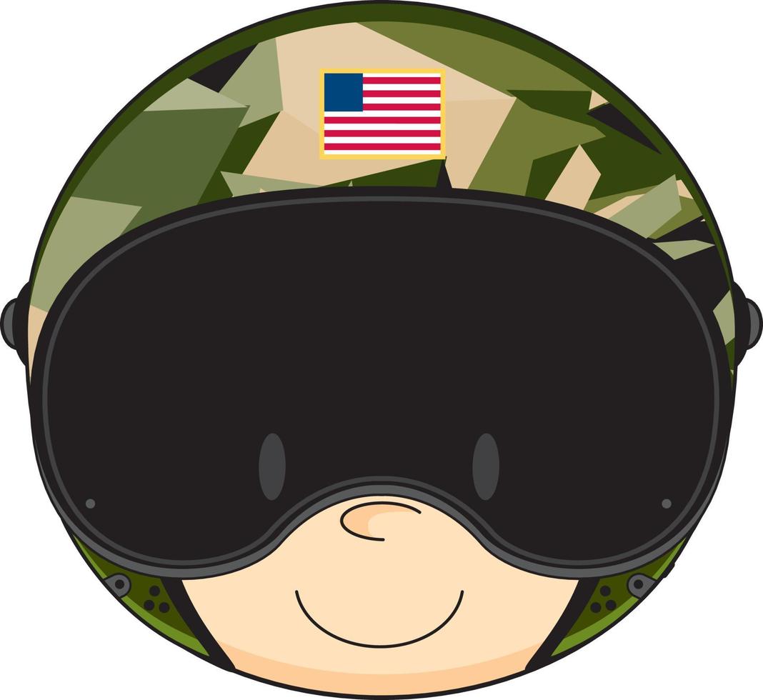 Cute Cartoon USA Military Airforce Fighter Pilot Character vector