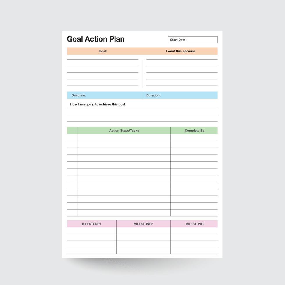 Goal Action Plan,Goal Planner,Goal Settings,Goal Worksheet,Goal Tracking,Goal Insert,Goal Progress,Goal Organizer,Action Plan Journal,Printable Goal Plan,Action Goal Plan vector