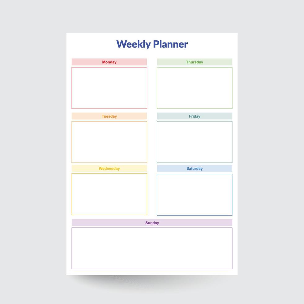 Weekly Planner,Weekly Insert,Weekly Organizer,Weekly Agenda,Weekly Journal,Weekly Tasks,Undated Weekly,Vertical Weekly vector