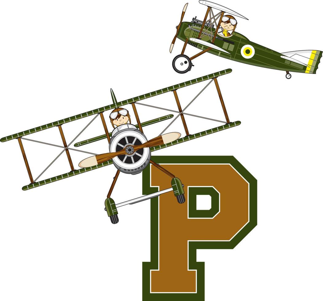 P is for Pilot Alphabet Learning Educational Illustration vector