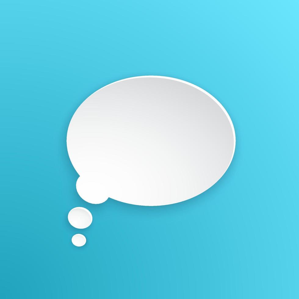 Comic speech bubble for thoughts at oval shape at paper style. Empty shape in flat style for chat dialogs vector