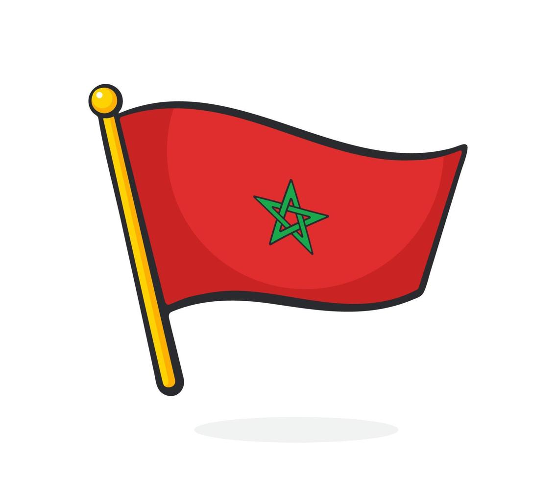 Cartoon illustration of national flag of Morocco vector