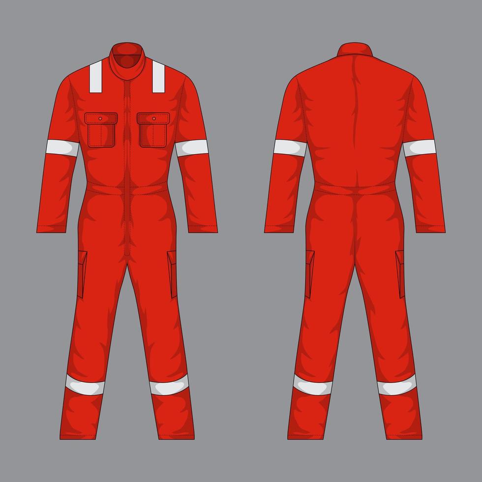 Illustration of safety work wear for workers front and back view ...