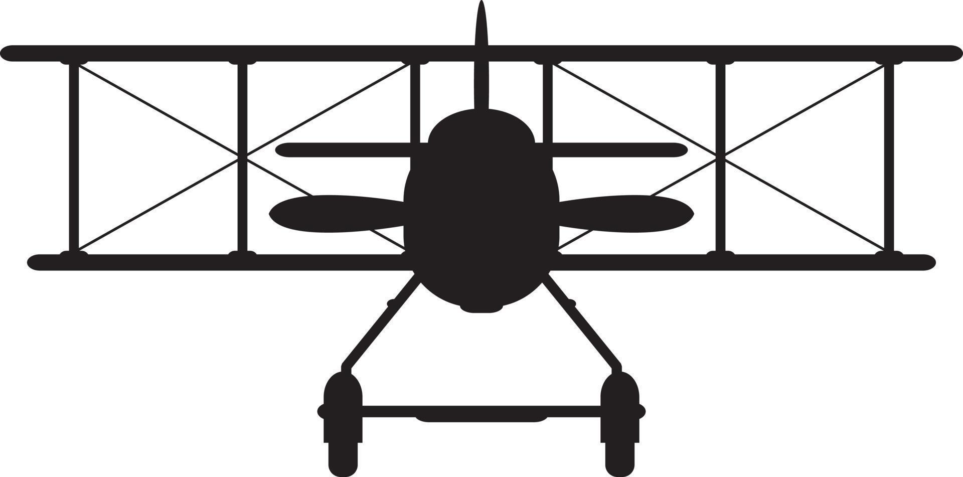 WW1 Style Airforce Biplane in Silhouette vector