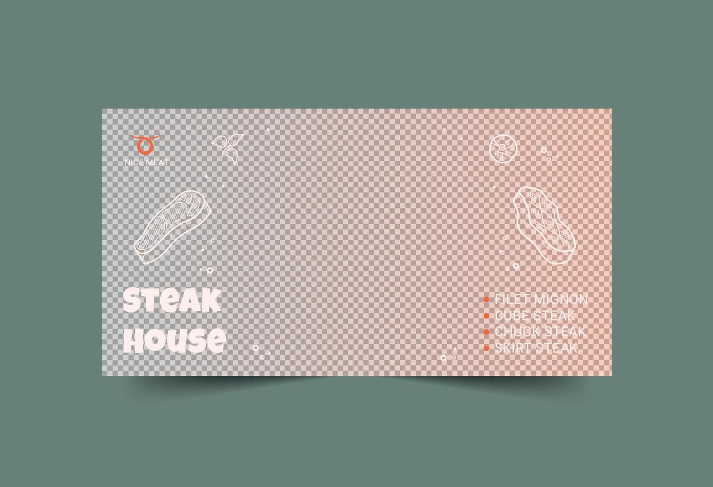 Steak House Social Media Banner vector