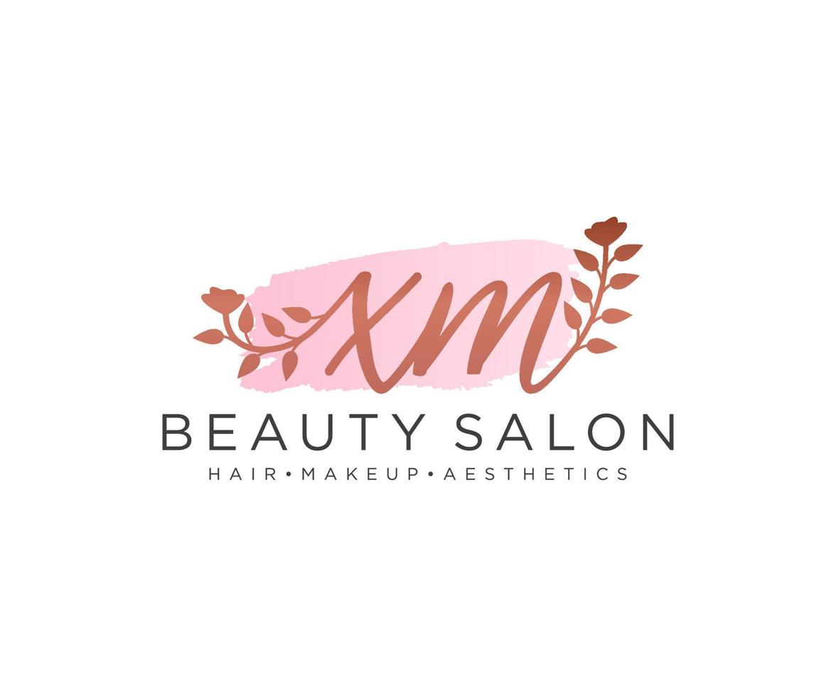 Initial XM feminine logo collections template. handwriting logo of initial signature, wedding, fashion, jewerly, boutique, floral and botanical with creative template for any company or business. vector